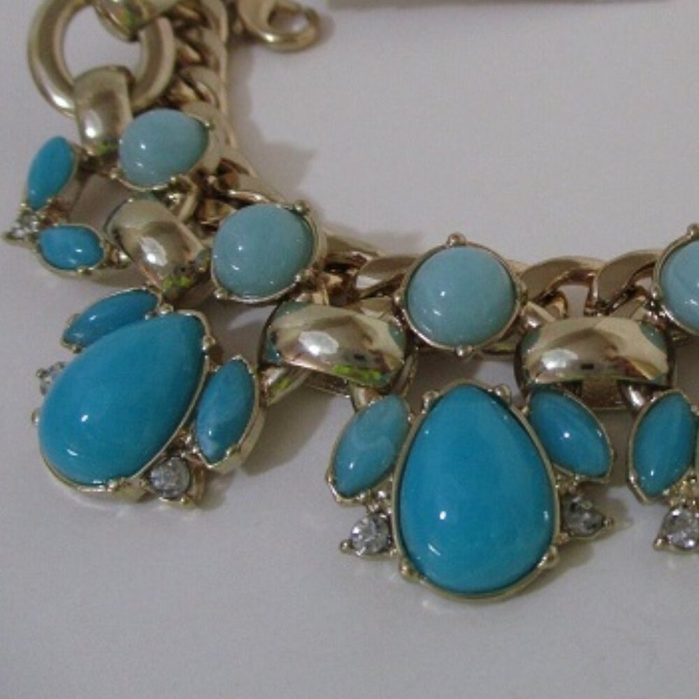 LEE By LEE ANGEL 12KT GP Mod/Contemporary Capri Gold Aqua & Turquoise Bracelet - Picture 3 of 3
